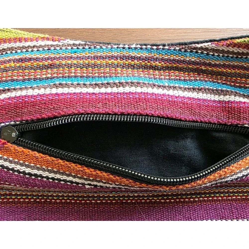 Boho Elephant Embroidered Cotton Hobo Bag Striped Crossbody Festival Purse India